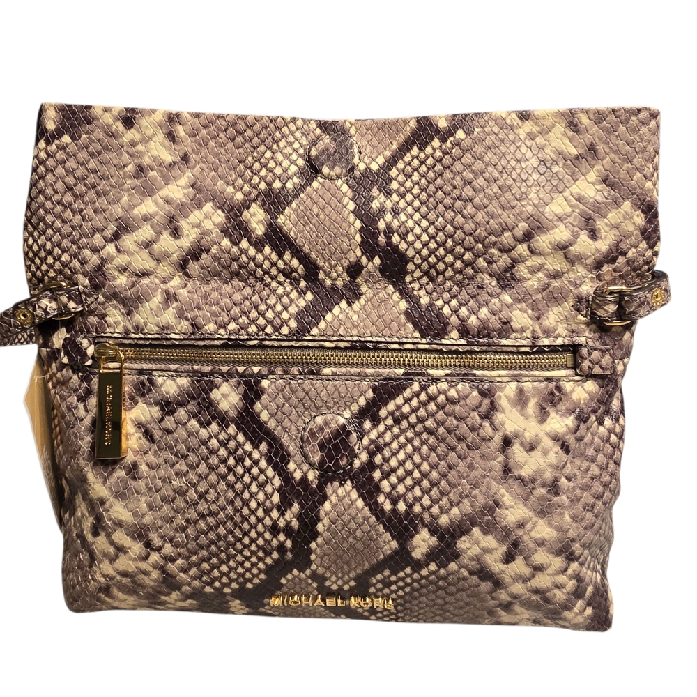 Michael Kors Brown Shoulder Bag with Faux Snakeskin Design - Picture 3 of 6